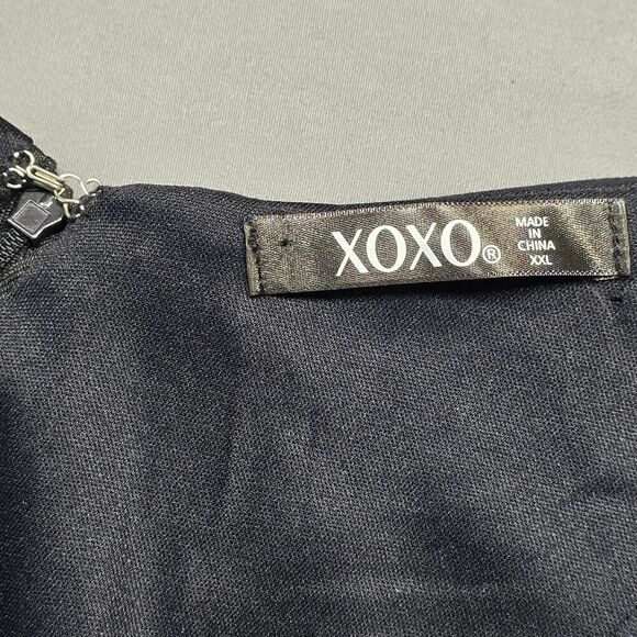 XOXO Black Mini Dress NEW Stretch Bodycon Preppy Ruffle Sleeveless Zip Women XXL - Picture 4 of 9